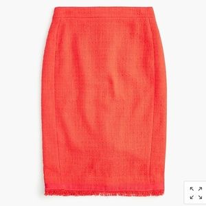 Tweed pencil skirt with fringe